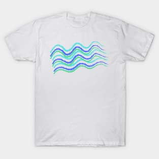 blue green water waves art T-Shirt